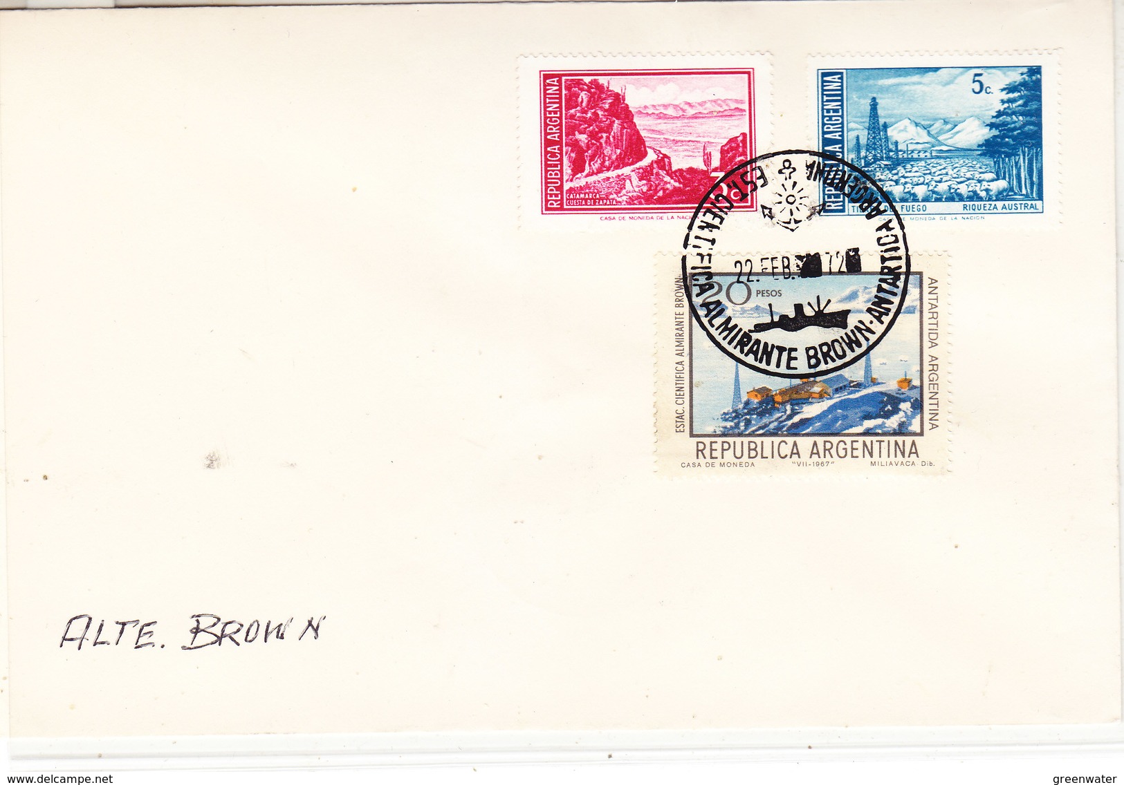 Argentina 1972 Antartica / Base Almirante Brown Ca 22 Feb 1972 Cover (36408) - Brieven En Documenten