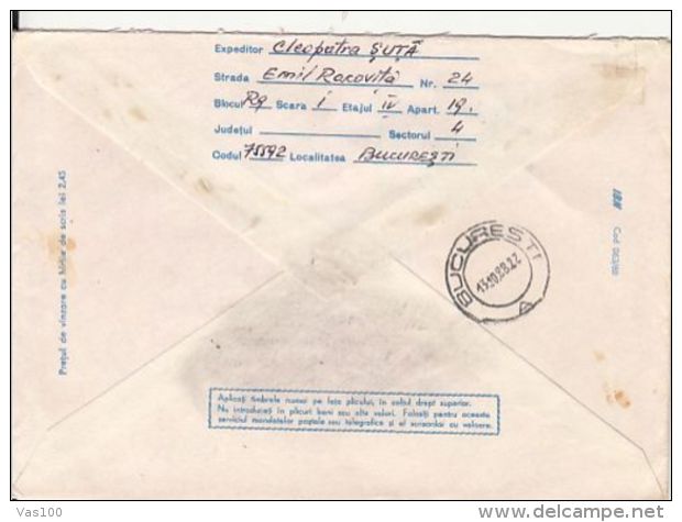 POLAR PHILATELIC EXHIBITION, POLAR BEAR, PENGUIN, WHALE, REGISTERED COVER STATIONERY, ENTIER POSTAL, 1988, ROMANIA - Eventi E Commemorazioni