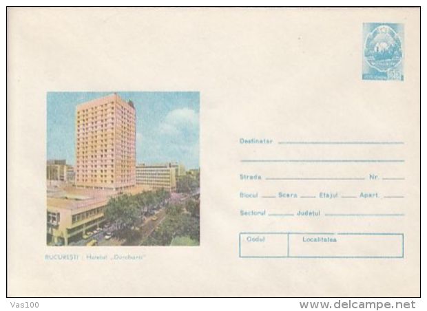 TOURISM, BUCHAREST- DOROBANTI HOTEL, COVER STATIONERY, ENTIER POSTAL, 1980, ROMANIA - Hotel- & Gaststättengewerbe