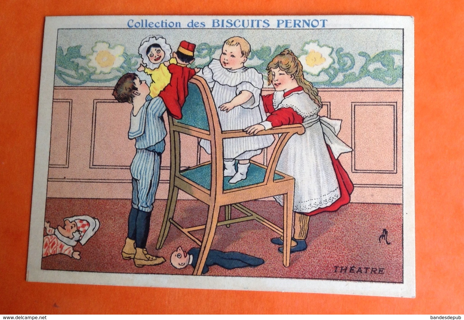 Dijon Biscuits Pernot Belle Chromo Illustrateur Enfants Jeu Théâtre Marionnettes Beau Verso - Pernot