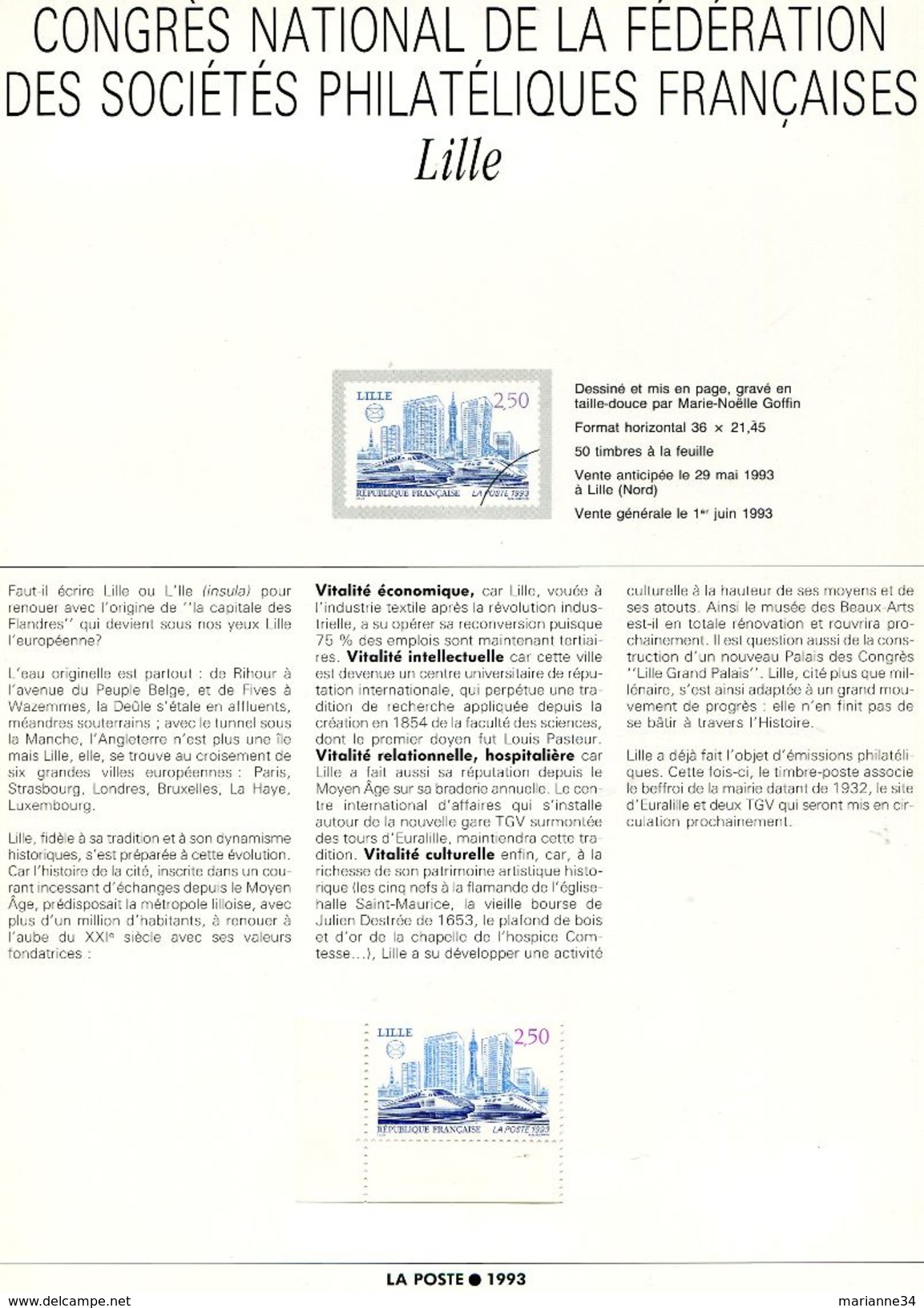 France-1993-notice-LILLE (n°23) - Documents De La Poste