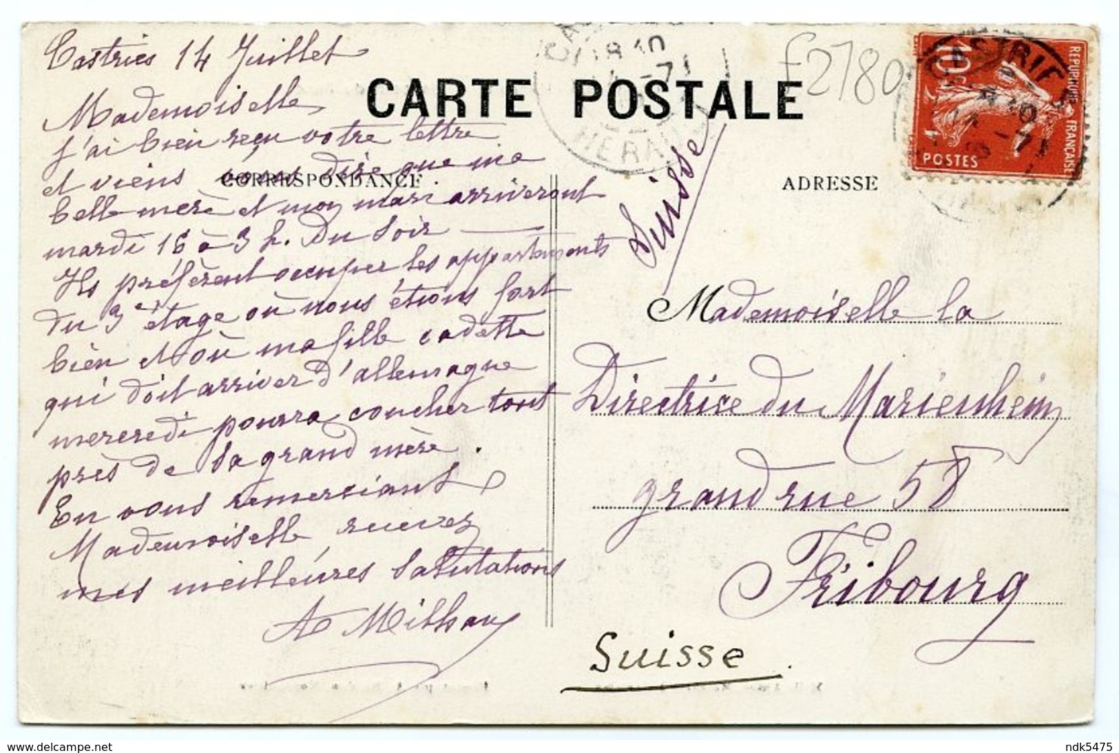 34 : CASTRIES - UN COIN DU PARC / ADRESSE - FRIBOURG, GRANDE RUE, MARIENHEIM, SUISSE - Castries