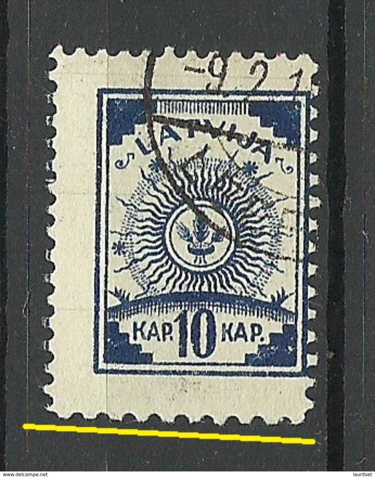 LETTLAND Latvia 1919 Michel 4 A Unten Gez 9 3/4 !!! O - Lettland