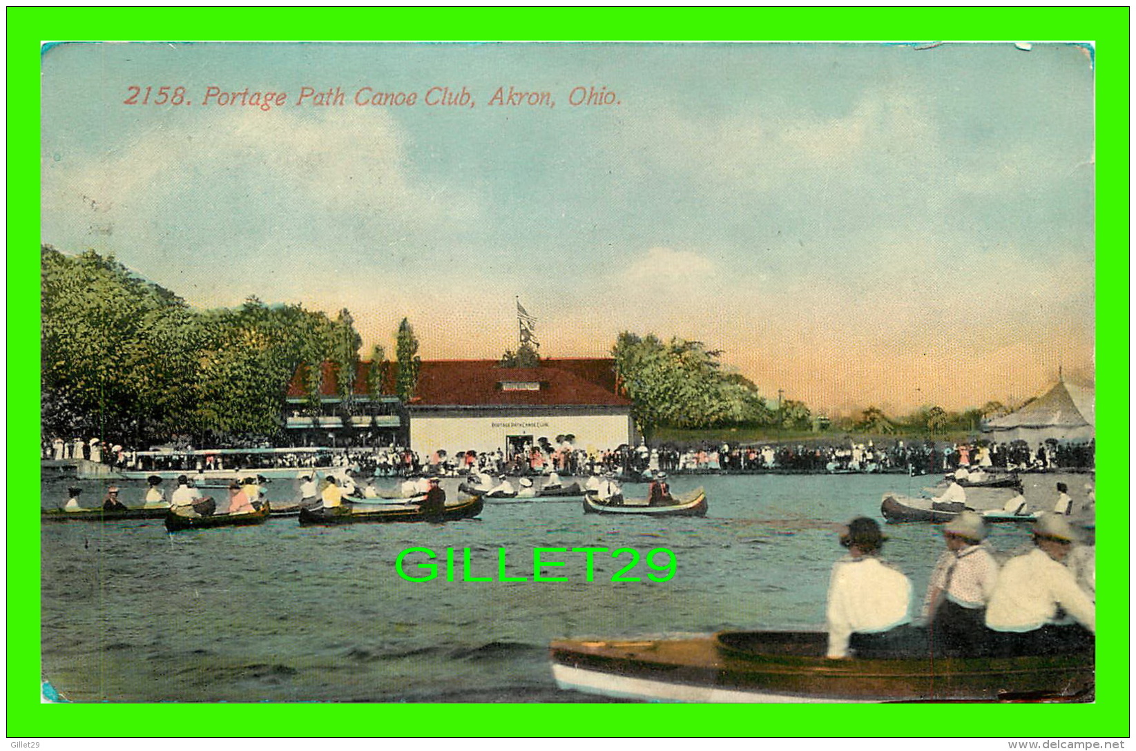 AKRON, OH - PORTAGE PATH CANOE CLUB - WELL ANIMATED -  TRAVEL IN 1912 - PUB. S. H. KNOX &amp; COMPANY - - Akron