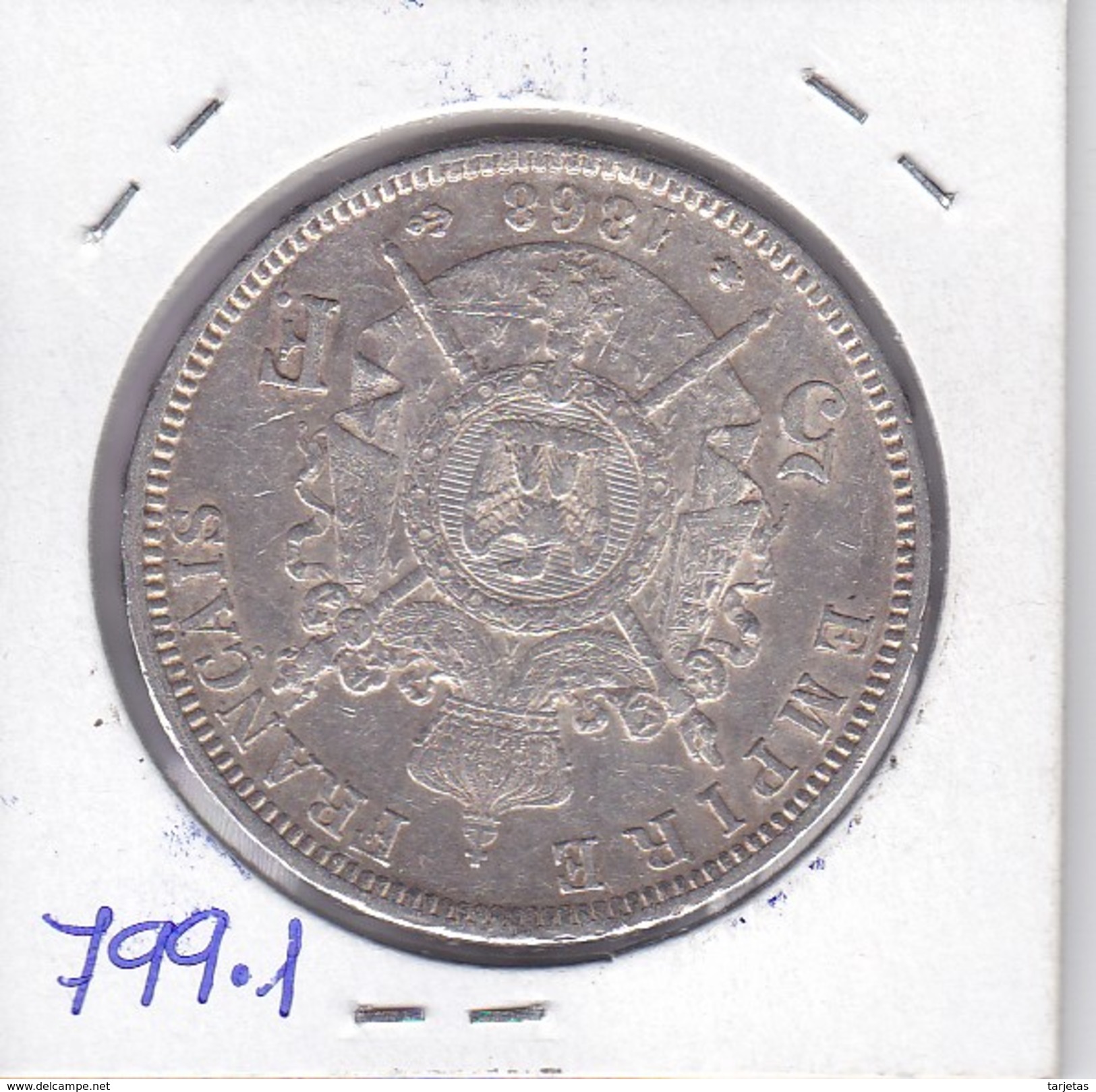 MONEDA DE FRANCIA DE PLATA DE 5 FRANCS DE NAPOLEON III DEL AÑO 1868 A  (COIN) - Otros & Sin Clasificación