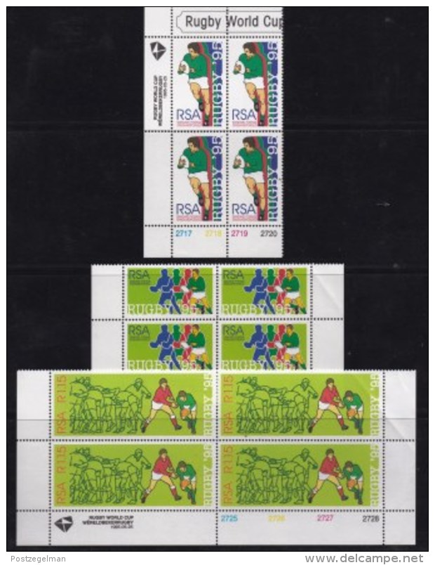 RSA, 1995, MNH Stamps In Control Blocks, MI 956-958 +960-961, Rugby World Cup, X726 - Neufs