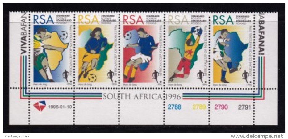 RSA, 1996, MNH Stamps In Control Blocks, MI 985-989, Soccer, X715 - Neufs