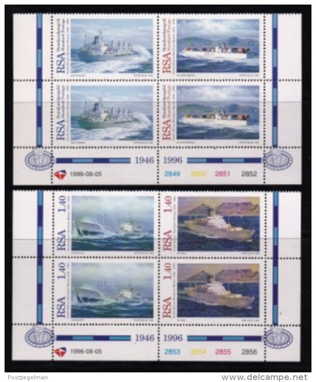 RSA, 1996, MNH Stamps In Control Blocks, MI 1016-1019, Merchant Marine  Ships, X716 - Neufs
