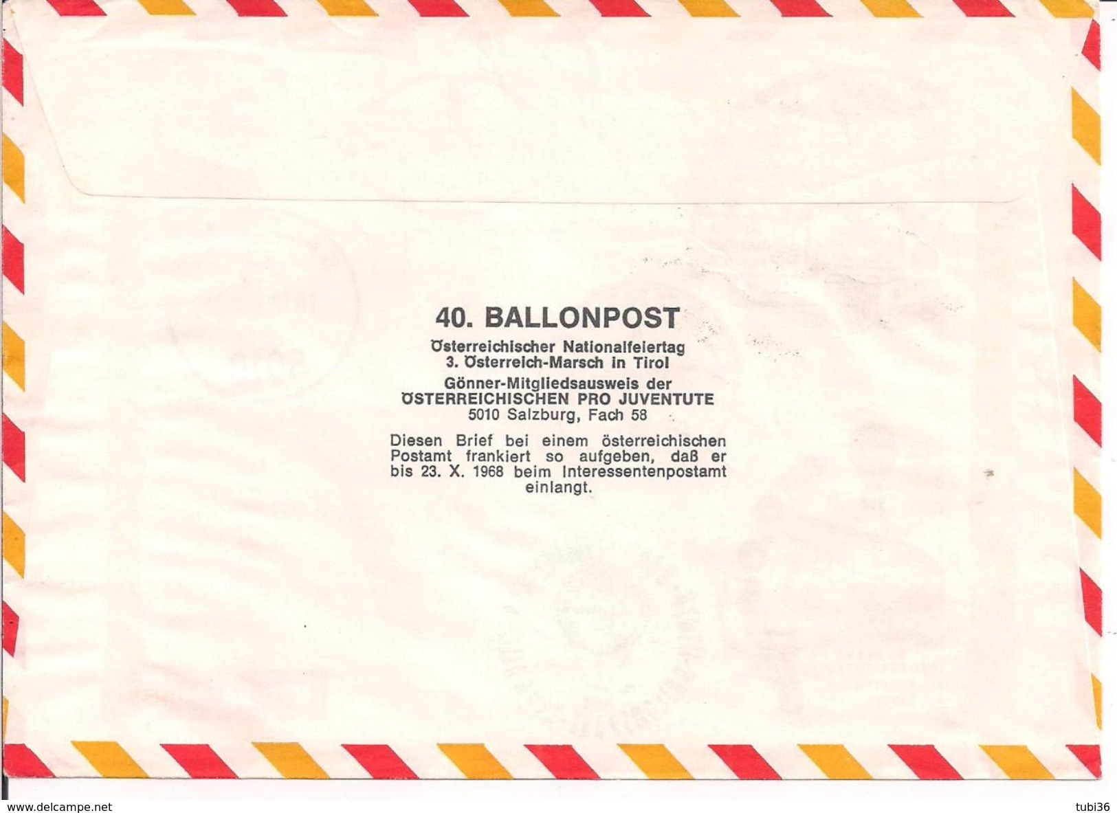 Austria - MIT  Ballonpost 40- PRO JUVENTUTE 18.10.68-17, - Per Palloni