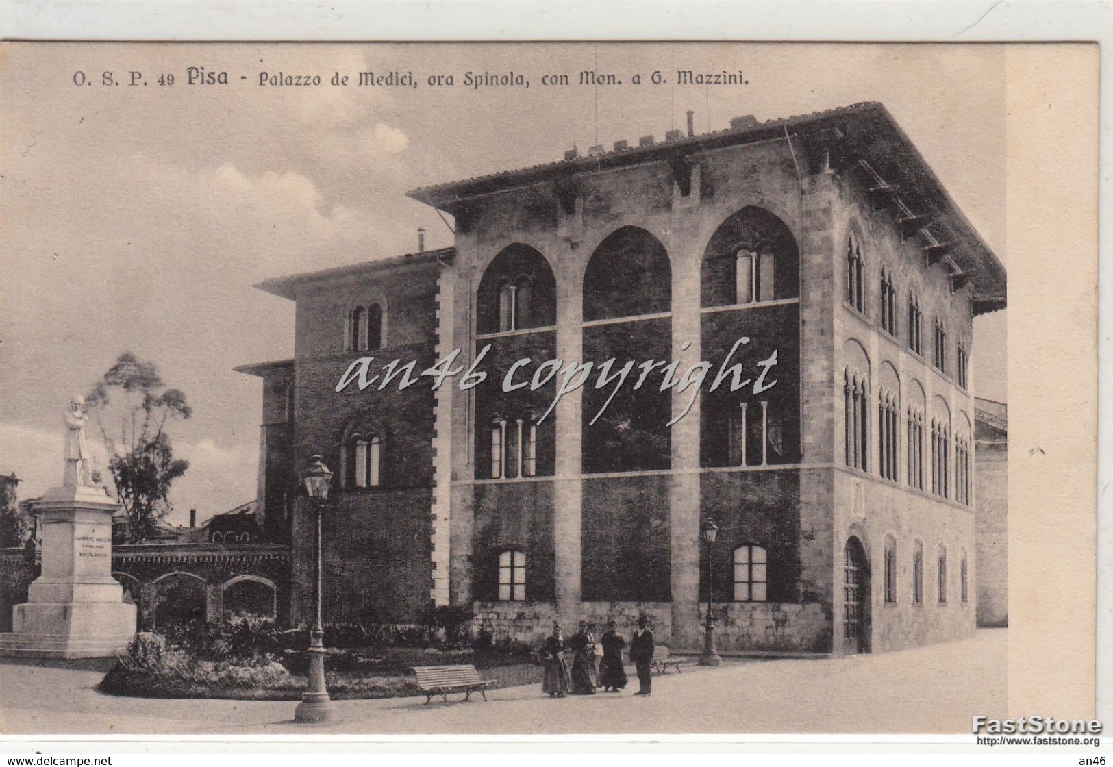 O.S.P. 49 PISA_Palazzo De Medici,ora Spinola,con Monumento.a G.Mazzini-Originale 100% - Pisa