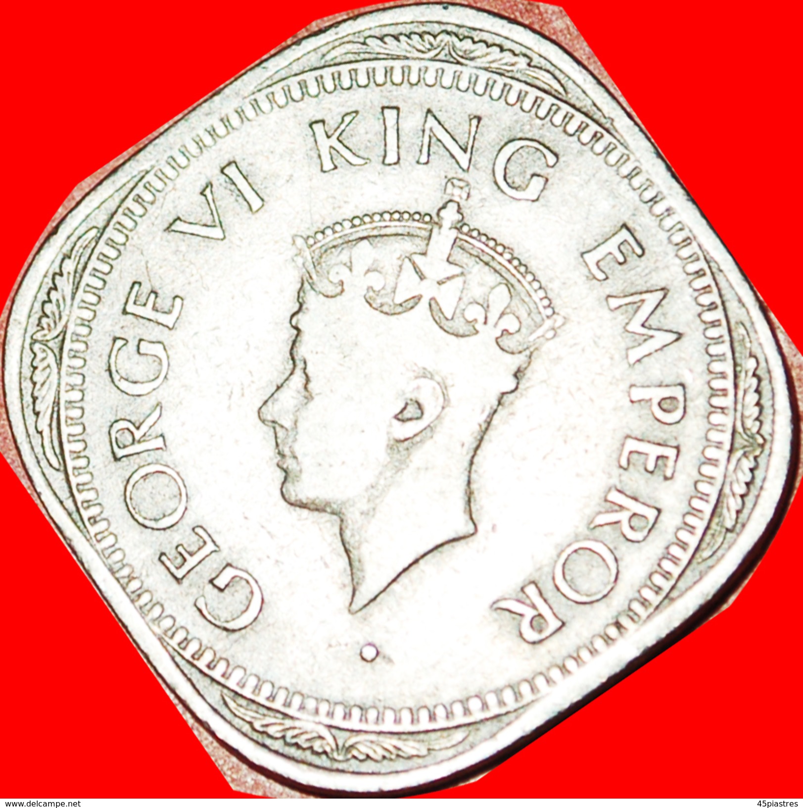 § QUADRANGULAR TYPE (1946-1947): INDIA &#x2605; 2 ANNAS 1946! LOW START&#x2605; NO RESERVE! George VI (1937-1952) - Inde