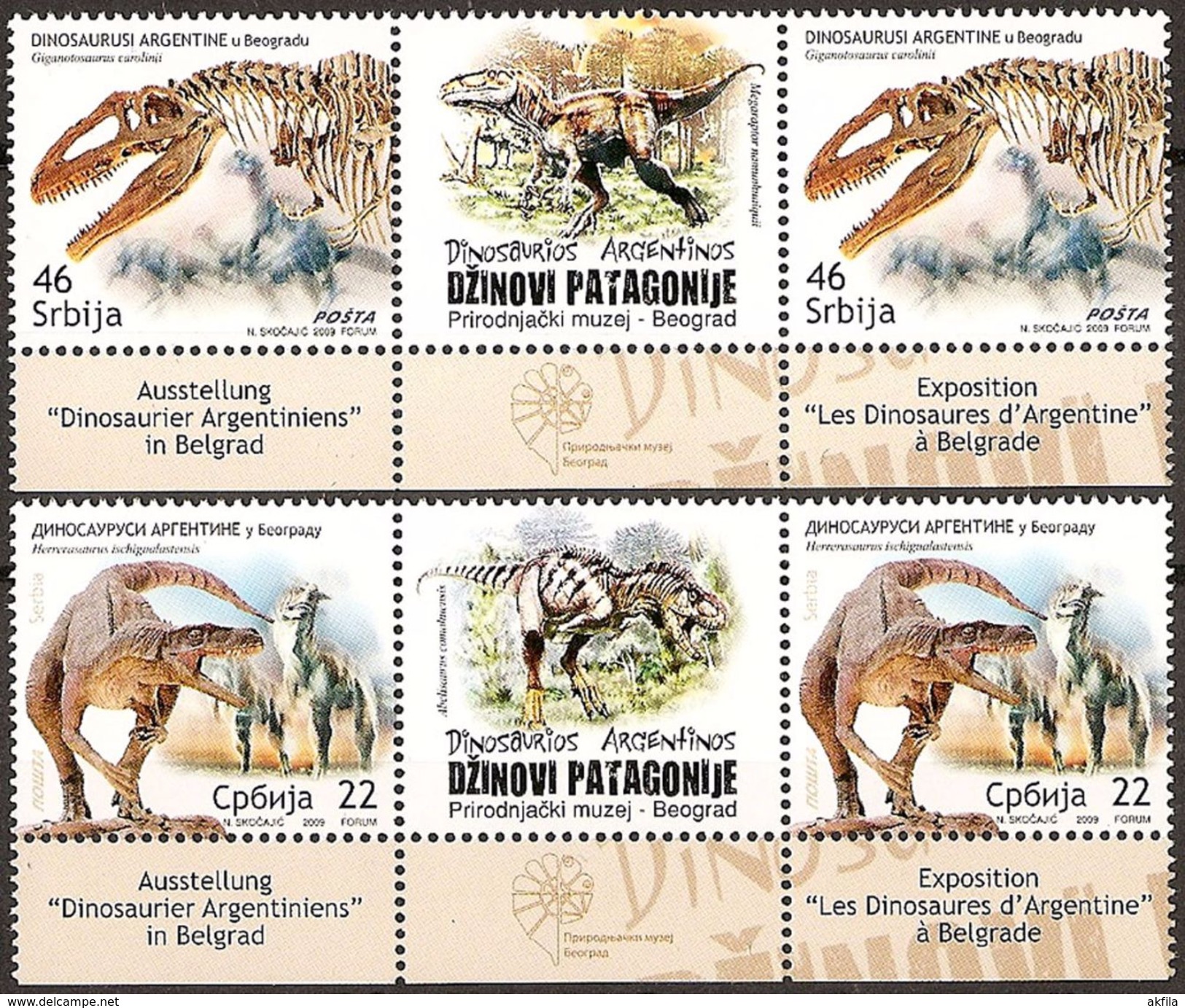 Serbia 2009 Museum Exhibits - Dinosaurs, Stamp-vignette-stamp, MNH (**) Michel 328-329 - Serbia