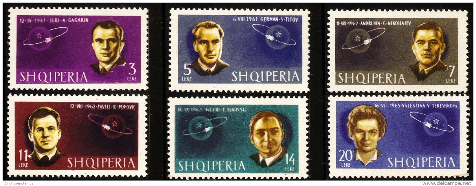 Albania 1963 Sovjet Cosmonauts 6 Values MNH Gagarin Titov Nikolajev Popovitch Bykovski Tereshkova - Europe