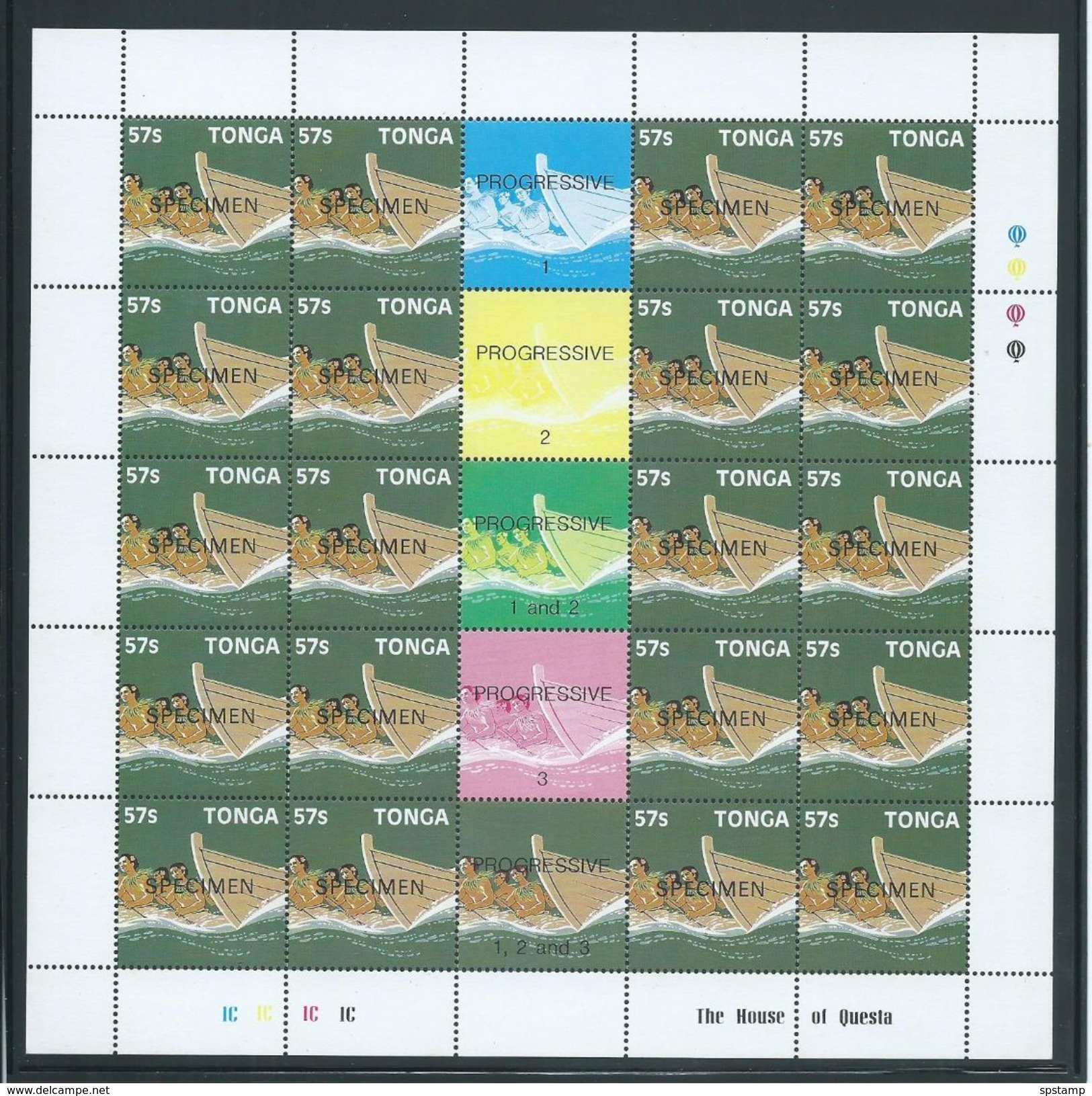 Tonga 1987 Canoe Race Set Of 4 X 20 In Full Sheets With Gutters And Margins MNH Specimen O/P - Tonga (1970-...)