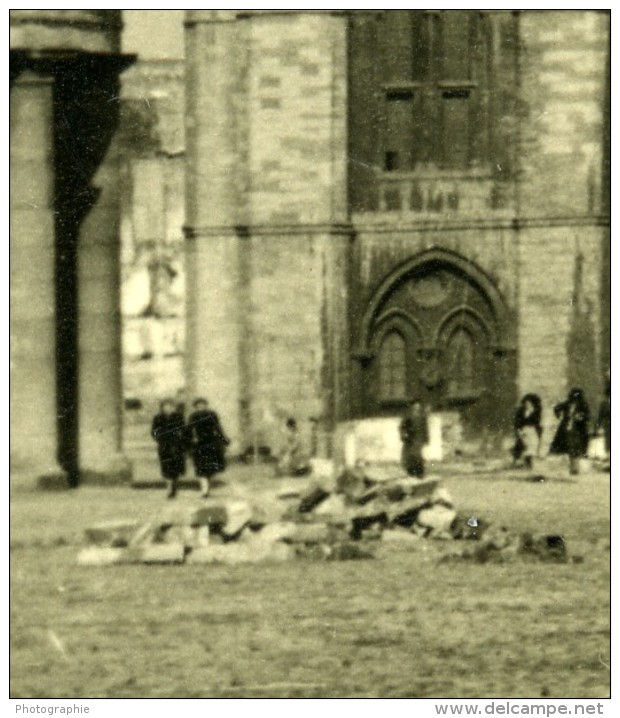 Belgique Tournai Destruction WWII Liberation Cathedrale Beffroi Ancienne Photo Hiver 1945 - Places