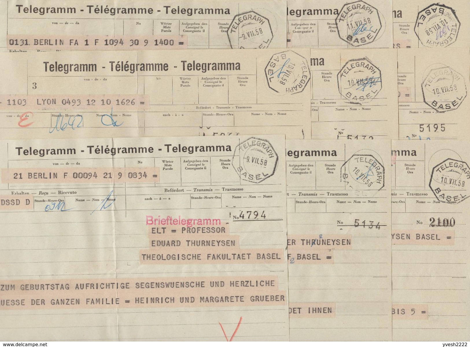 Suisse 9 Formulaires Télégraphiques - Telegraafzegels