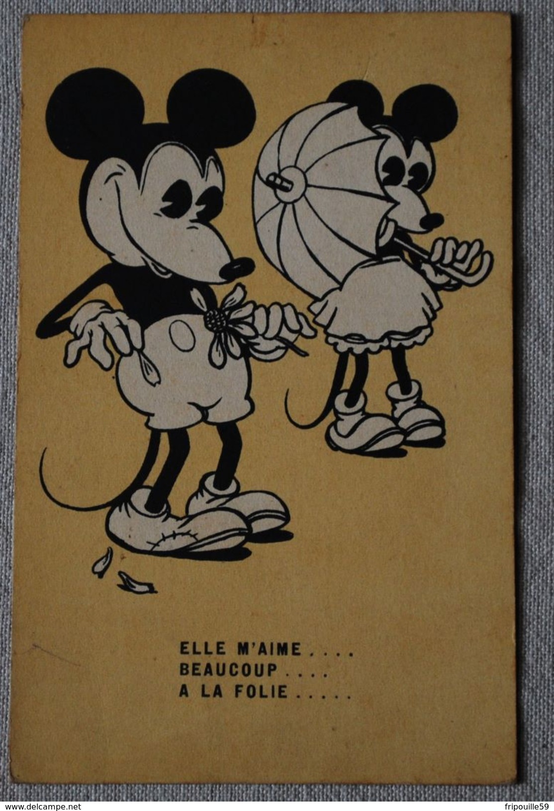 Belle Et Sans Doute Très RARE Carte Mickey Et Minnie - 1933 !! -WHB- Alleinhersteller - "Mit Genehmigung Von W. Disney" - Autres & Non Classés