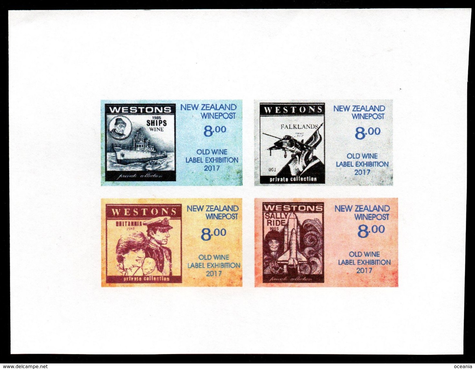 New Zealand Wine Post- Imperf Trial Old Wine Label Exhibition Stamps. - Other & Unclassified