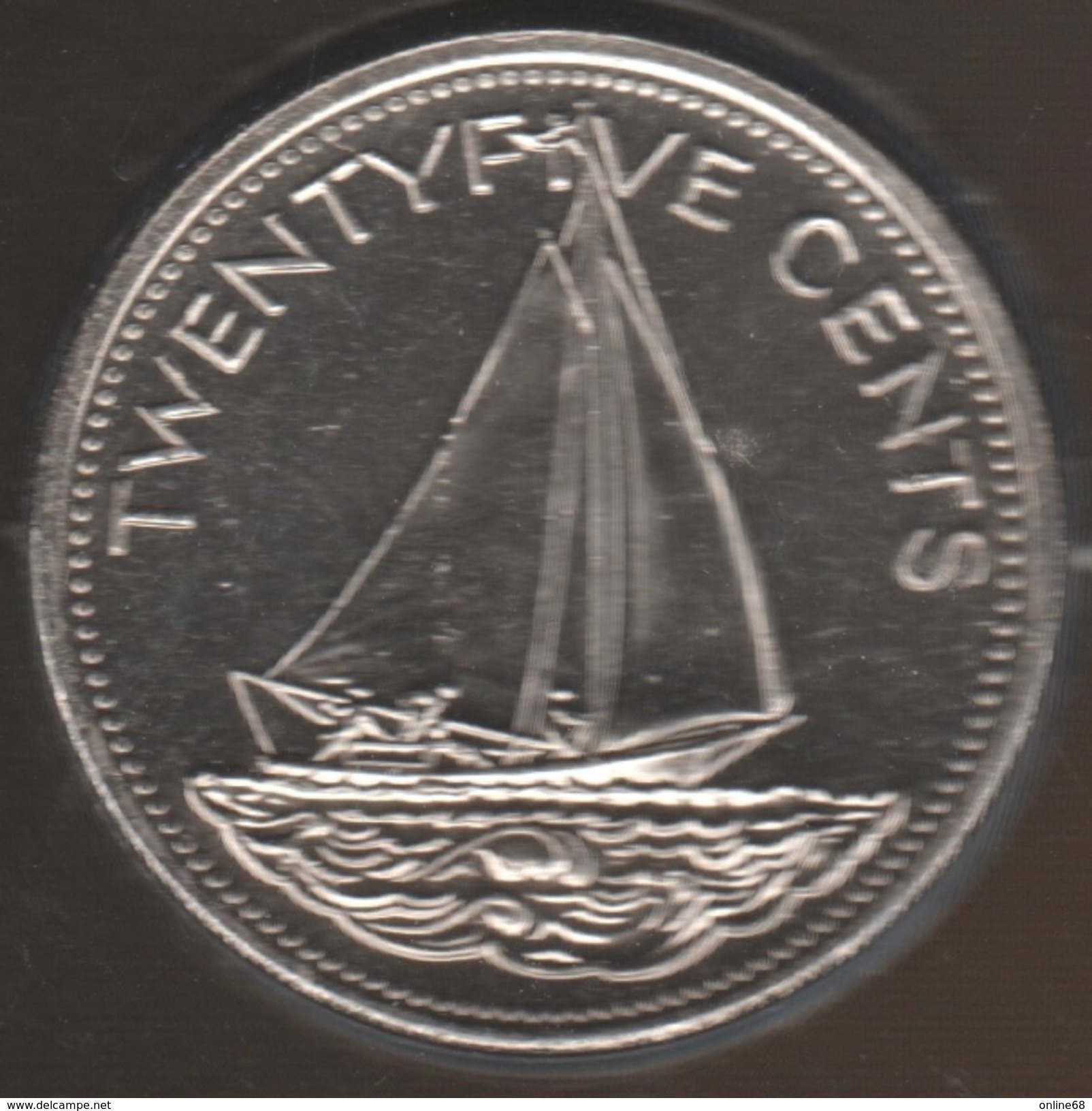 BAHAMAS 25 CENTS 2005 KM# 63.2 BATEAU Bahamas Sloop - Bahama's