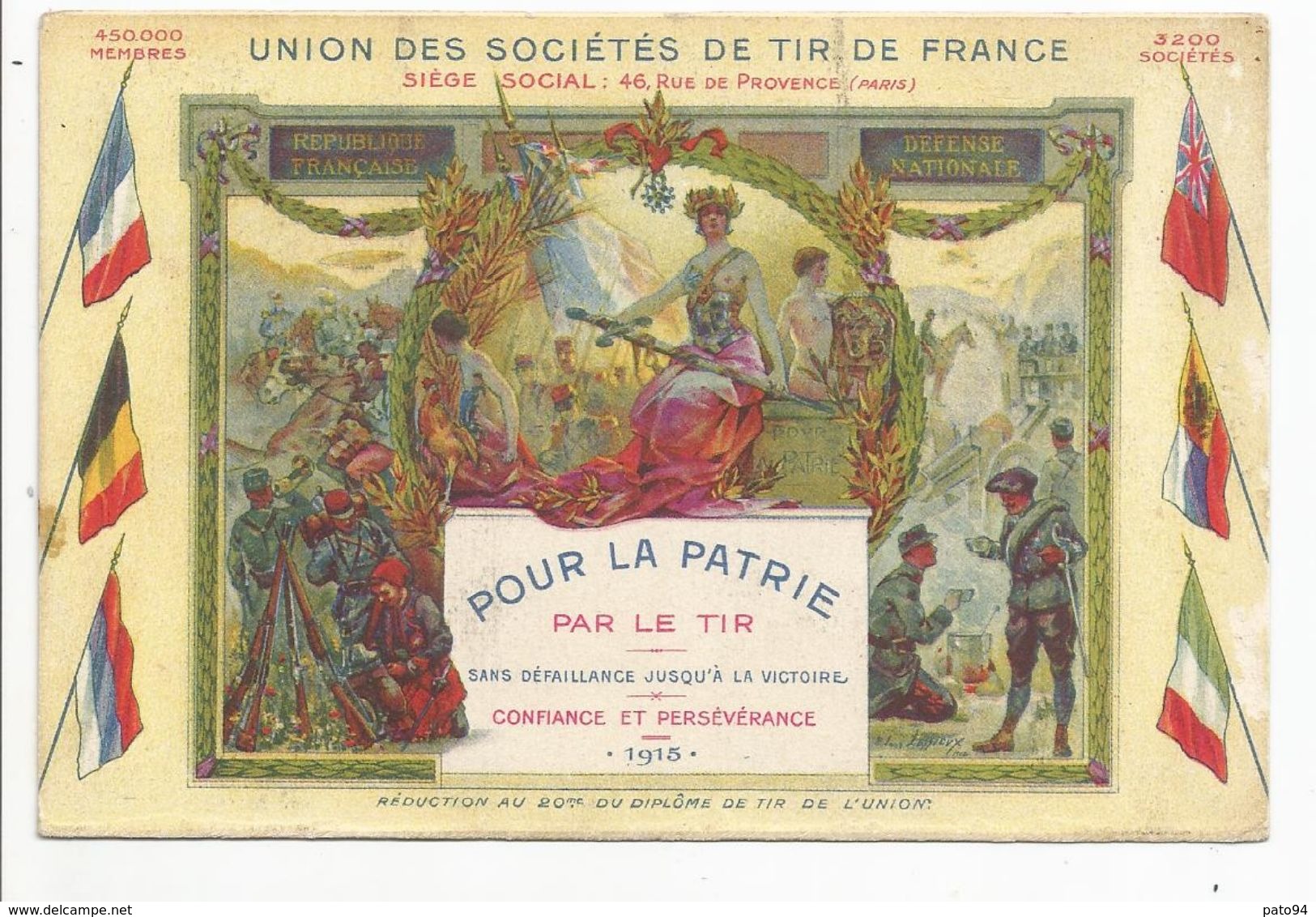 UNION  DES  SOCIÉTÉS  DE TIR DE FRANCE - Pour La Patrie Par Le Tir  1915  /  Chasseurs Alpins / Femme Sein Nu / LESSIEUX - Guerre 1914-18