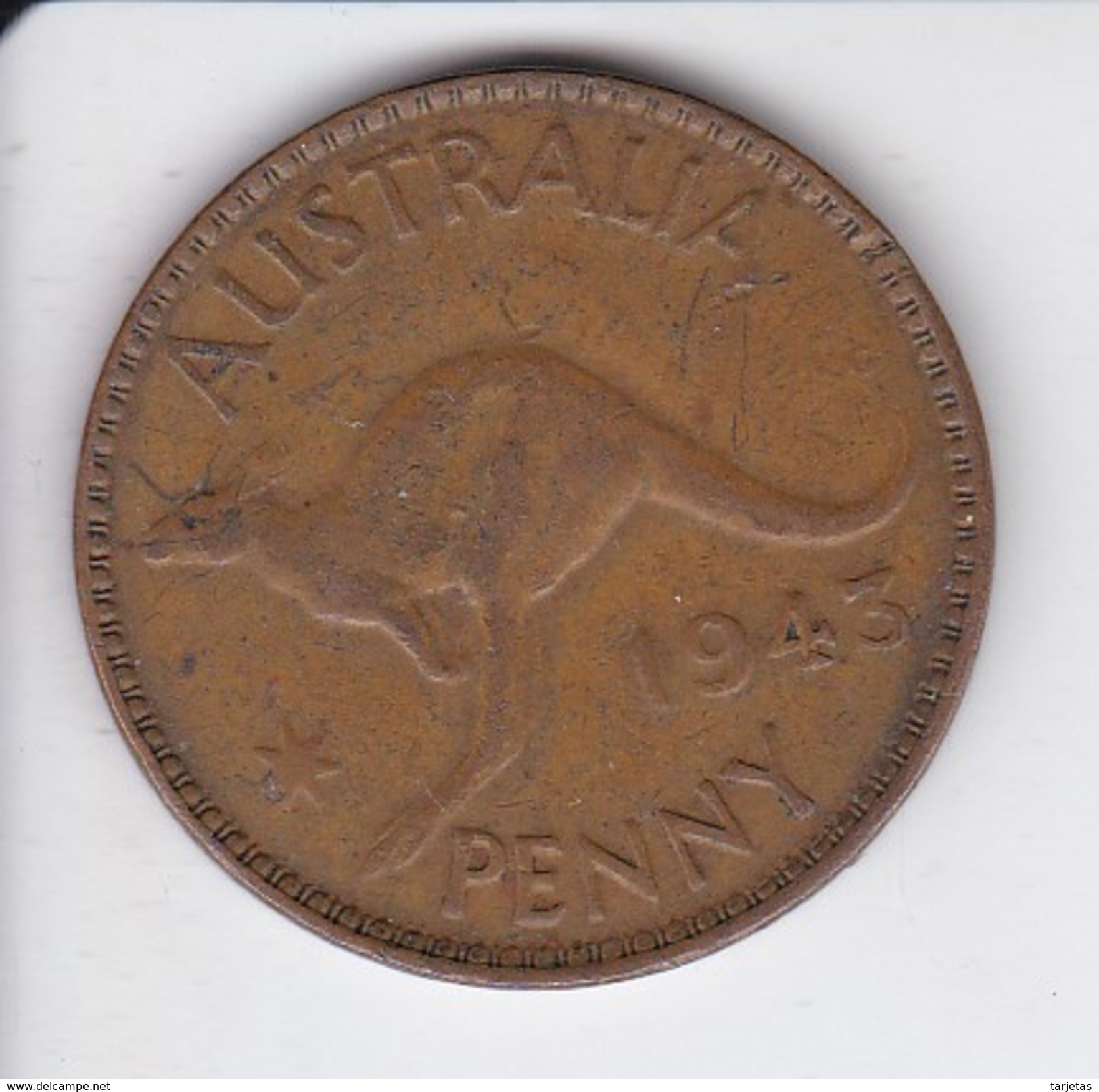 MONEDA DE AUSTRALIA DE 1 PENNY DEL AÑO 1943 CANGURO (KANGAROO) - Penny