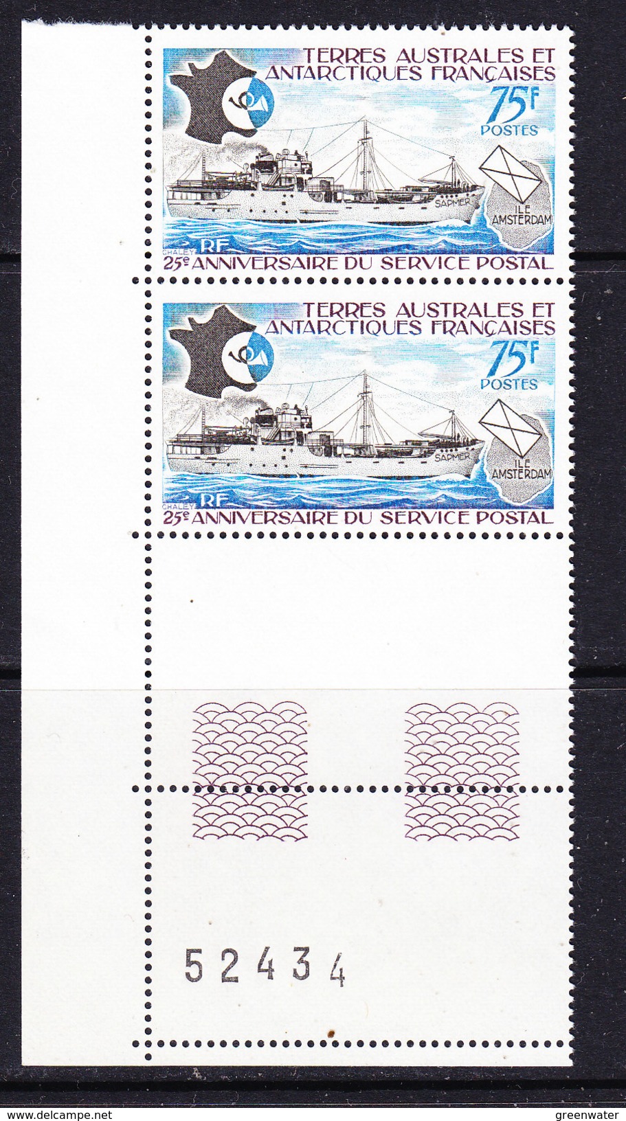 TAAF 1974 25e Ann. Du Service Postal 1v (pair+margin)  ** Mnh (36417C) - Ongebruikt