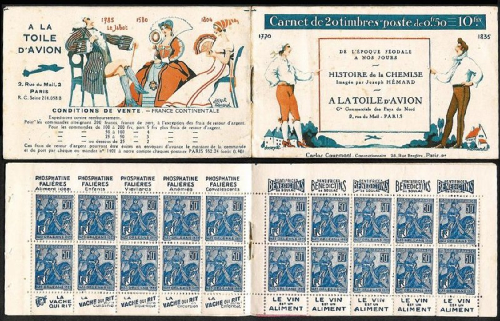 Timbres Non Oblitérés Type Jeanne D'Arc 1929 Carnet  Publicitaire - Commémoratifs