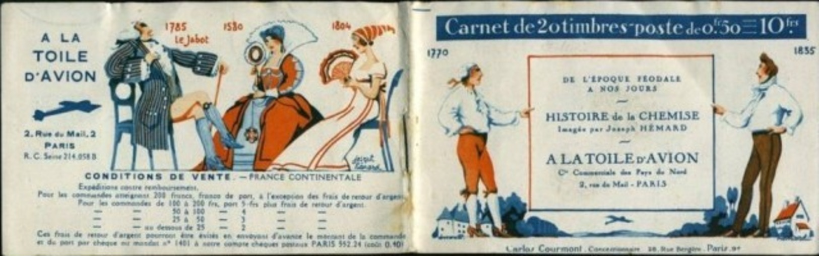 Timbres Non Oblitérés Type Jeanne D'Arc 1929 Carnet  Publicitaire - Commémoratifs