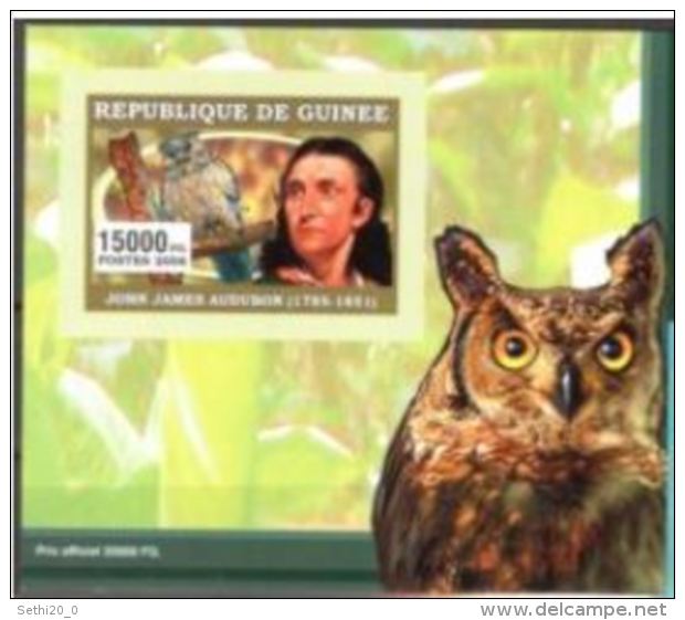 Guinée 2006 John James AUDUBON Bird Oiseau Owl Hiboux BF Luxe Carton - Autres & Non Classés