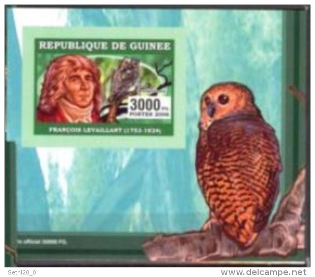 Guinée 2006 François LEVAILLANT Bird Oiseau Owl Hiboux BF Luxe Carton - Autres & Non Classés