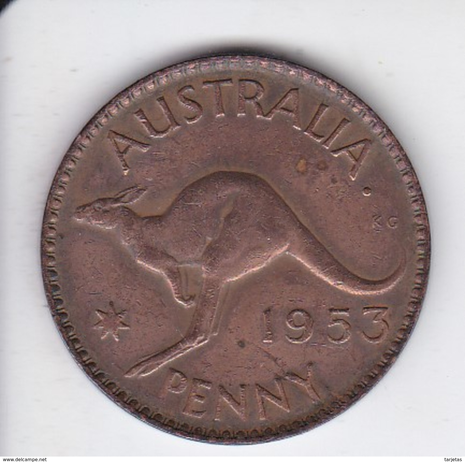 MONEDA DE AUSTRALIA DE 1 PENNY DEL AÑO 1953 CANGURO (KANGAROO) - Penny