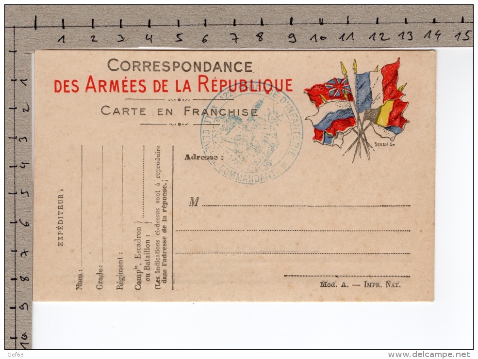 Correspondance Des Armées De La République - Carte En Franchise - Weltkrieg 1914-18