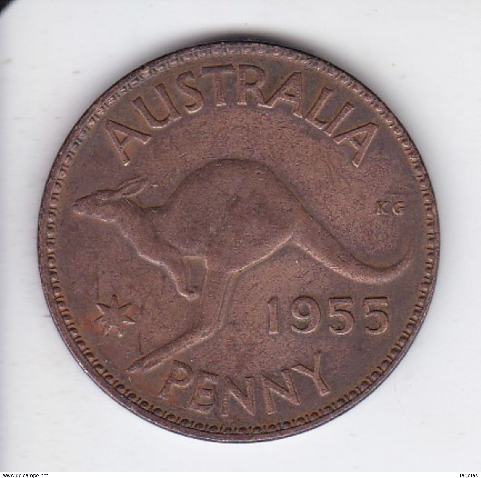 MONEDA DE AUSTRALIA DE 1 PENNY DEL AÑO 1955 CANGURO (KANGAROO) - Penny