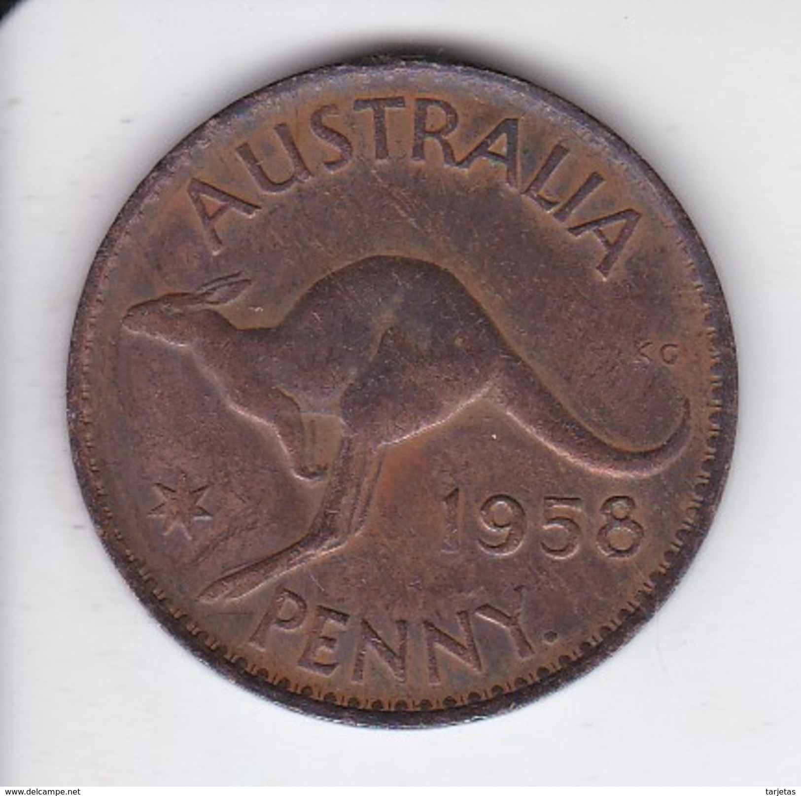 MONEDA DE AUSTRALIA DE 1 PENNY DEL AÑO 1958 CANGURO (KANGAROO) - Penny