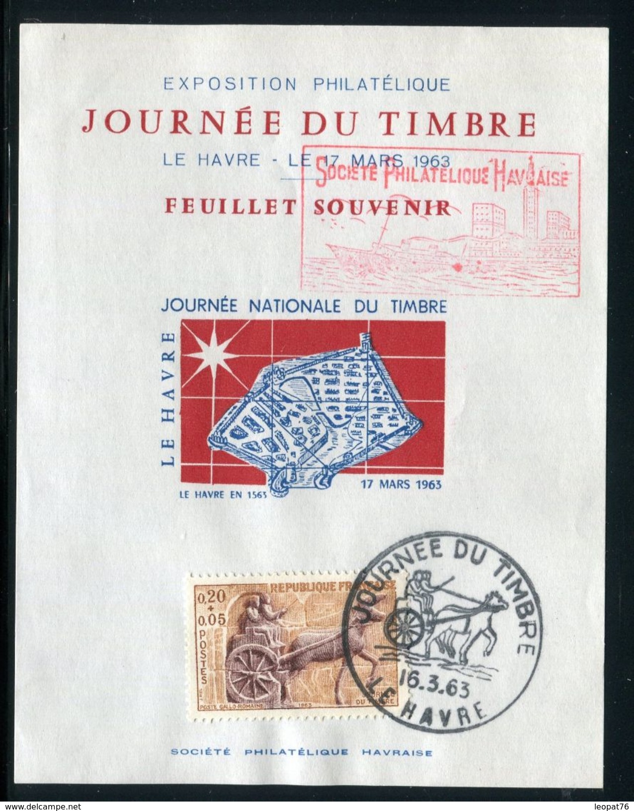 France - Vignettes - Bloc Souvenir Du Havre Non Dentelé, De 1963 - Ref JJ 156 - Blocs Souvenir