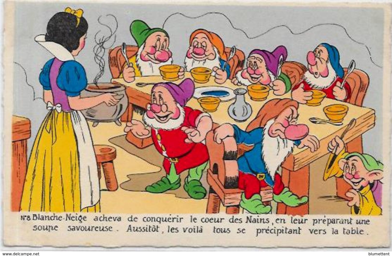 CPSM Walt Disney édition Séphéradiès écrite Blanche Neige Nains Gnomes - Autres & Non Classés