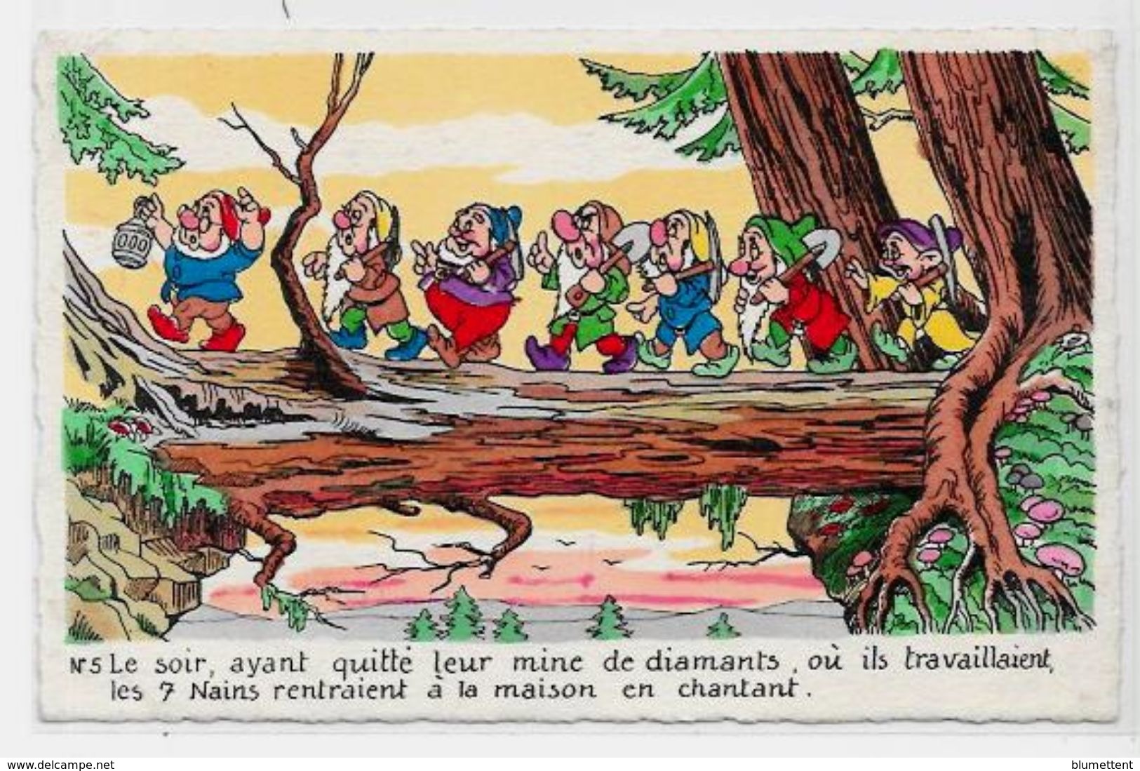 CPSM Walt Disney édition Séphéradiès écrite Blanche Neige Nains Gnomes - Autres & Non Classés