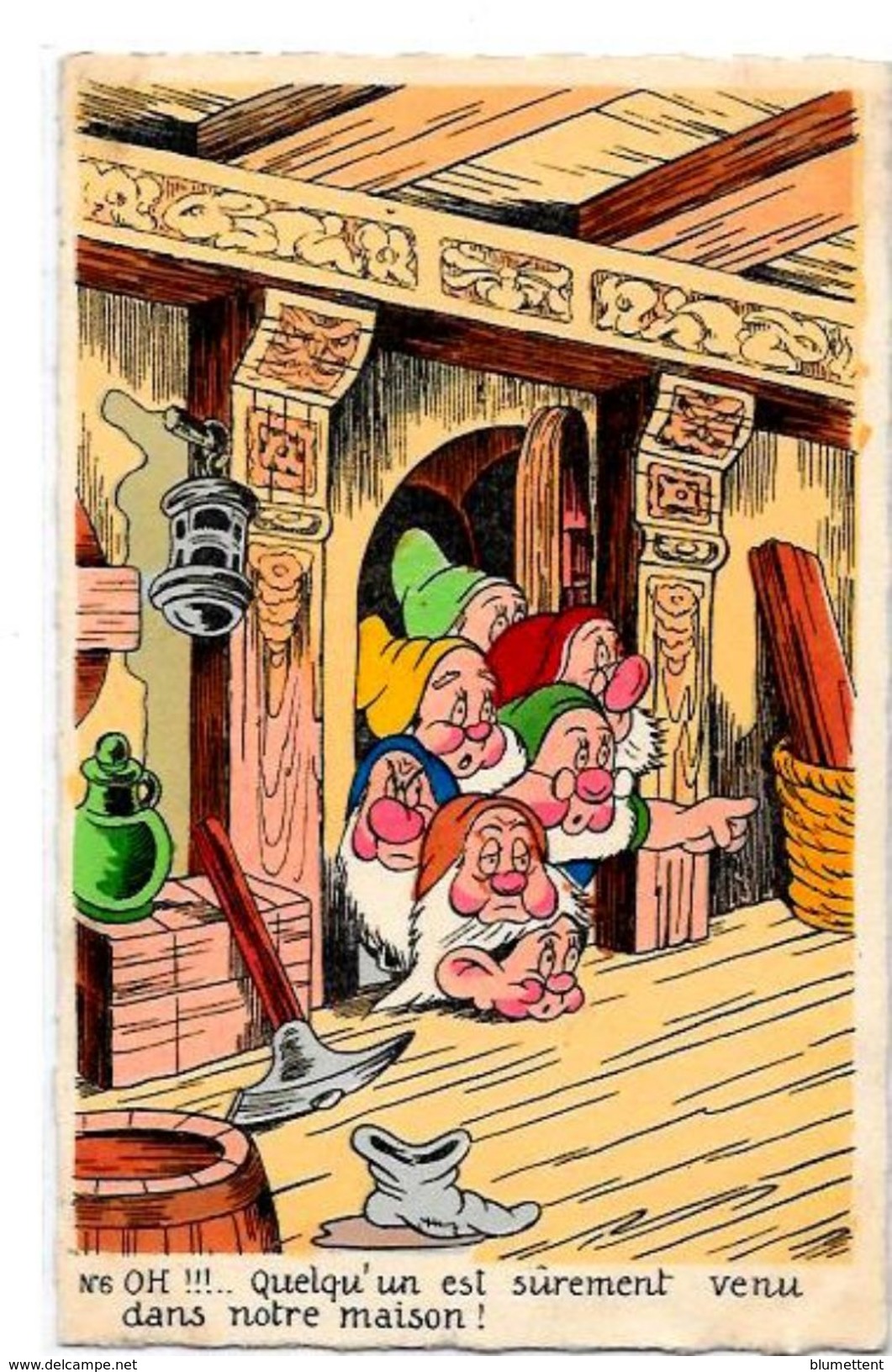 CPSM Walt Disney édition Séphéradiès écrite Blanche Neige Nains Gnomes - Autres & Non Classés