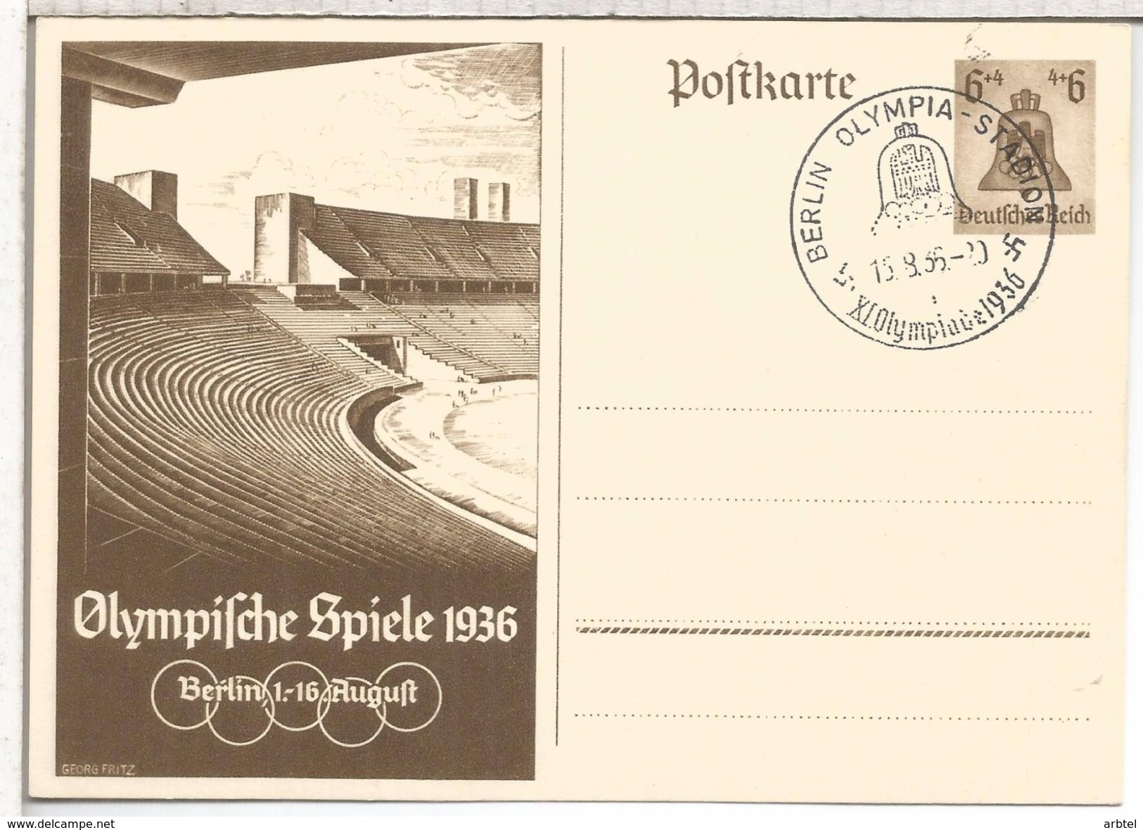 ALEMANIA REICH ENTERO POSTAL JUEGOS OLIMPICOS DE BERLIN 1936 MAT OLYMPIA STADION - Estate 1936: Berlino