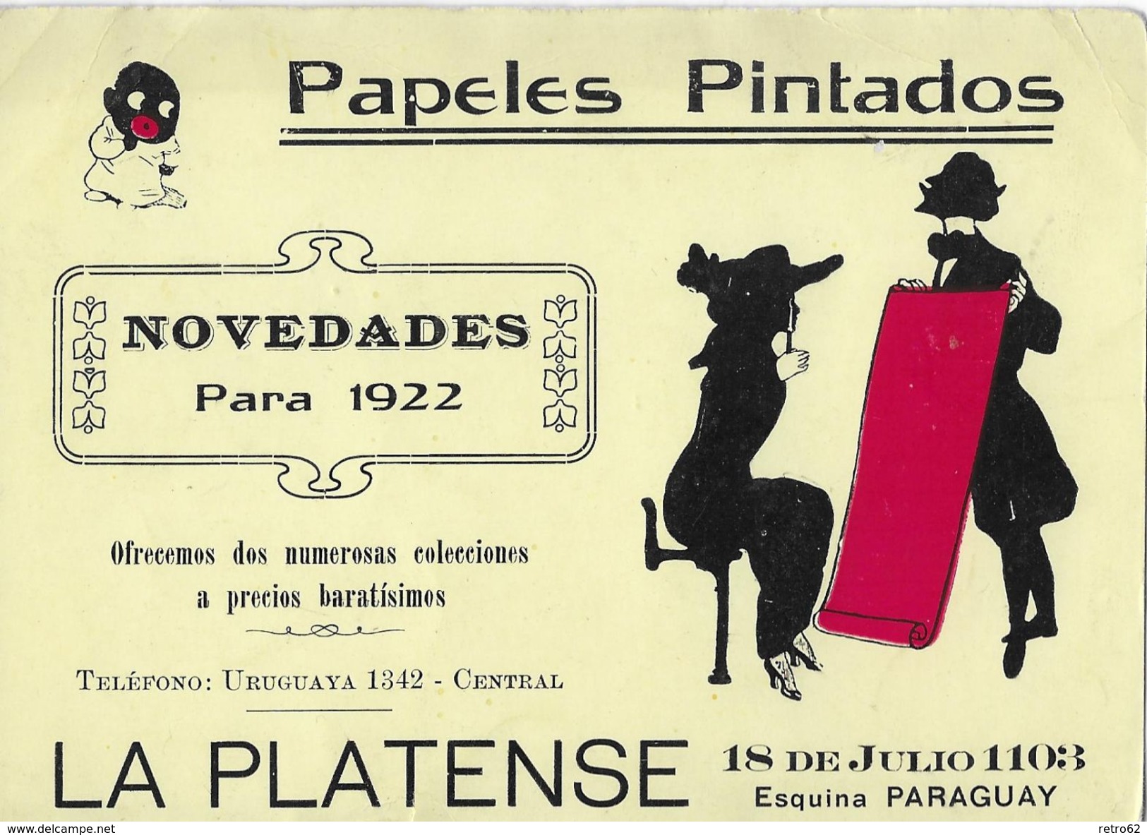 PAPELES PINTADOS &rarr; Novedades Para 1922, LA PLATENSE 18 De Julio 1103  &#x25BA;RRR&#x25C4; - Uruguay