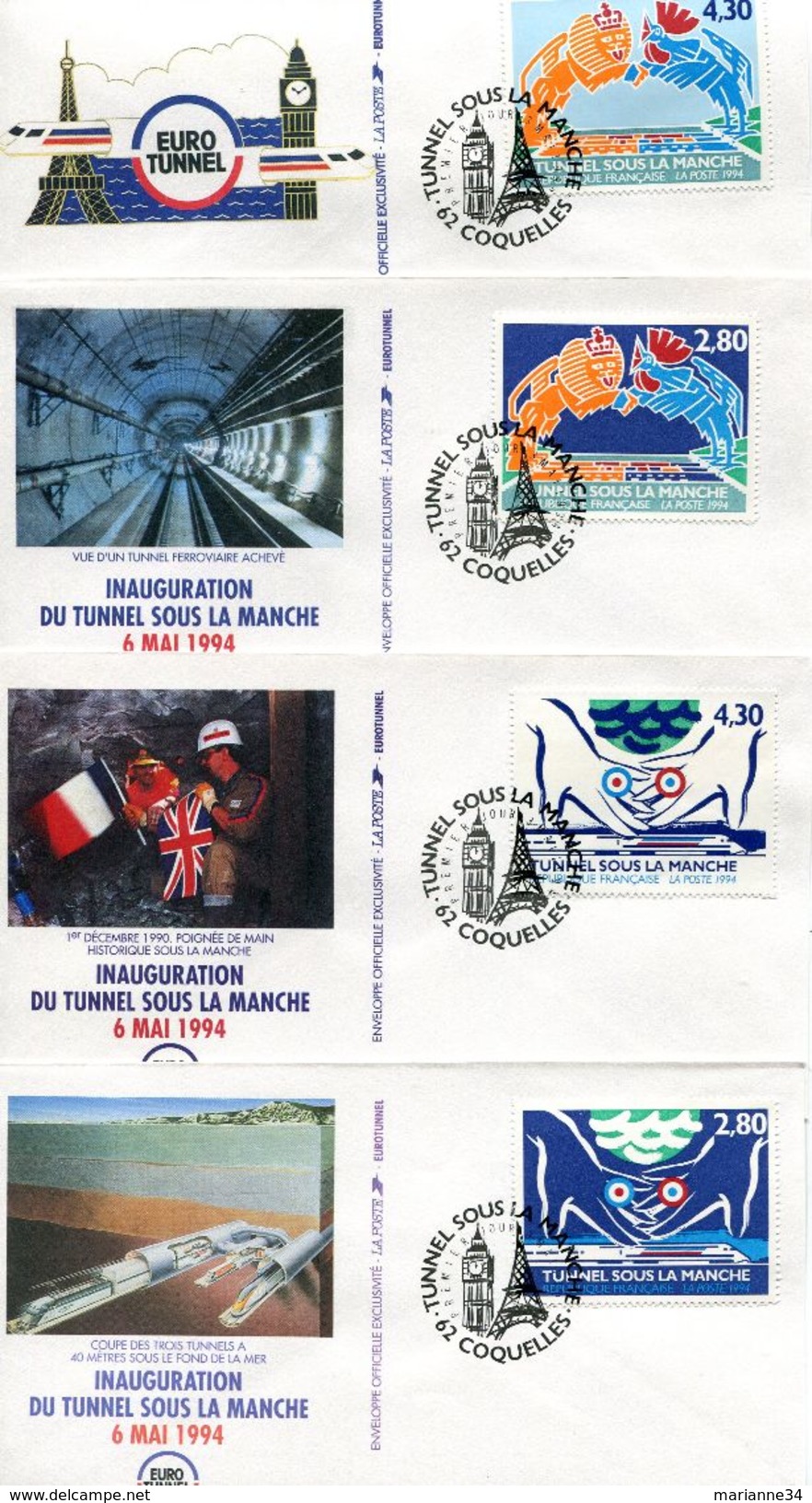 France-1994-pochette Mixte Tunnel Sous La Manche - Documents De La Poste