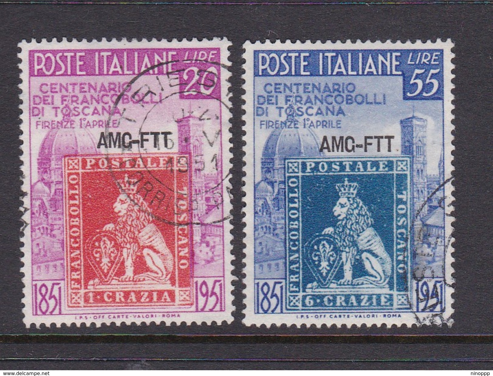 Trieste Allied Military Government S 108-109 1951 Centenary Of First Tuscany Stamp Used - Used