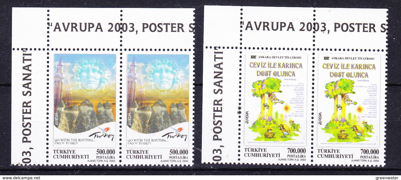 Europa Cept 2003 Turkey 2v (pair, Corner)  ** Mnh (36419C) - 2003