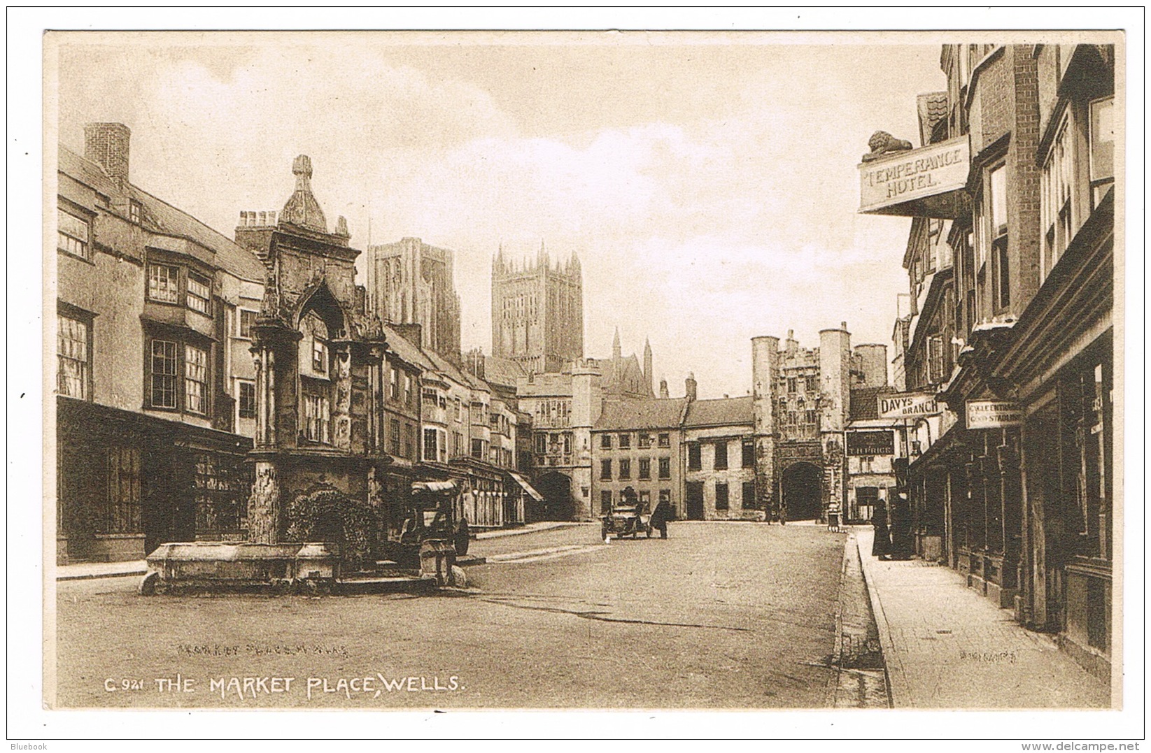 RB 1165 - Early Postcard - Temperance Hotel &amp; Market PLace - Wells Somerset - Wells