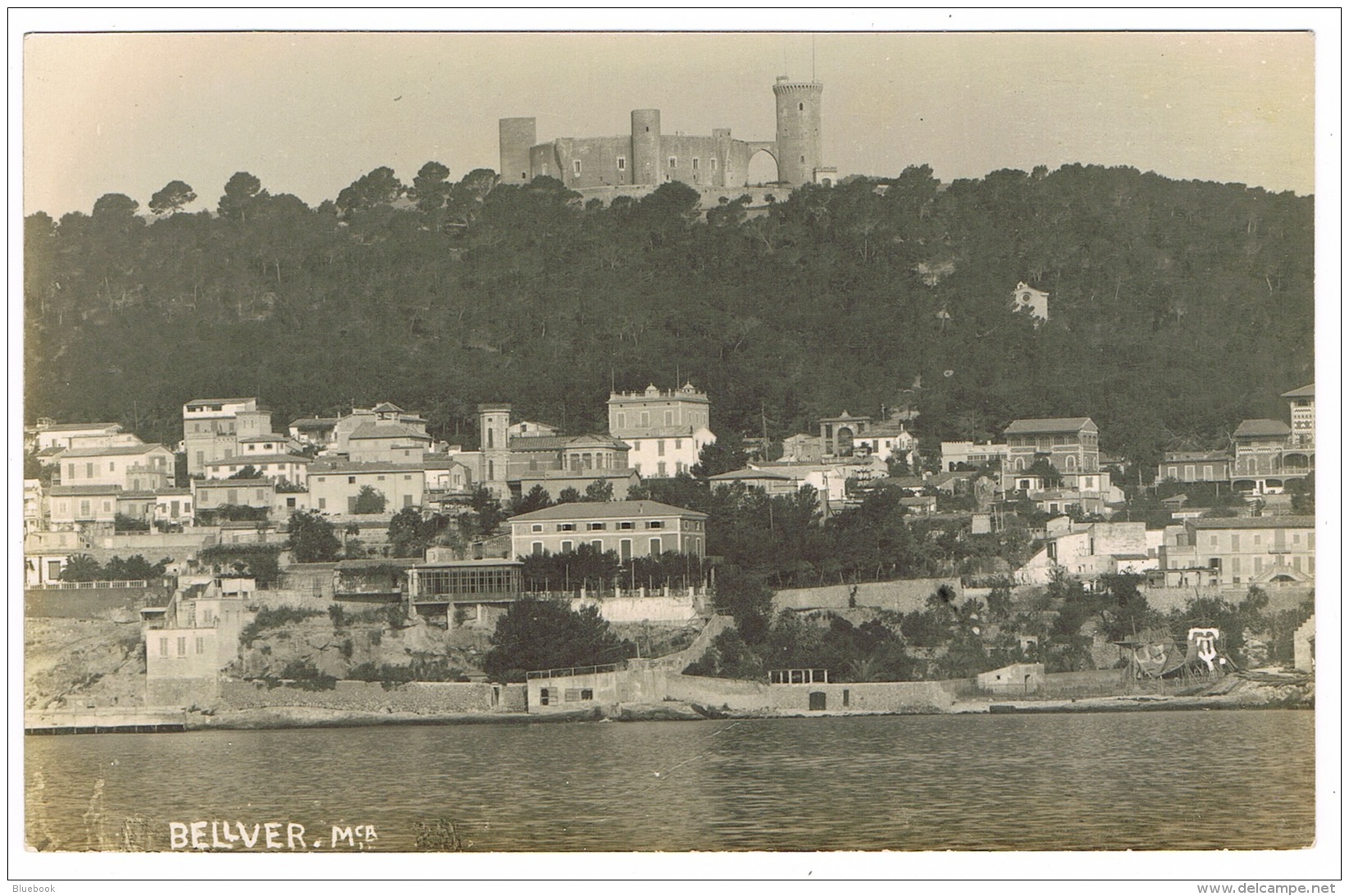 RB 1165 - Early Real Photo Postcard - Houses &amp; Bellver Castle Near Palma Mallorca Spain - Mallorca