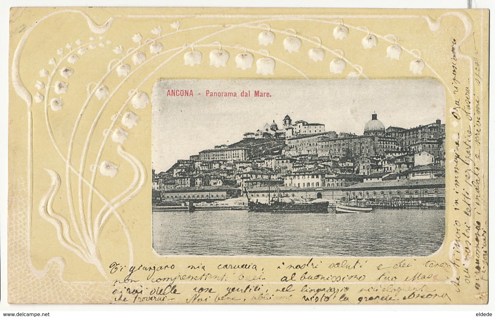 Ancona Panorama Dal Mare Gaufrée Embossed - Ancona