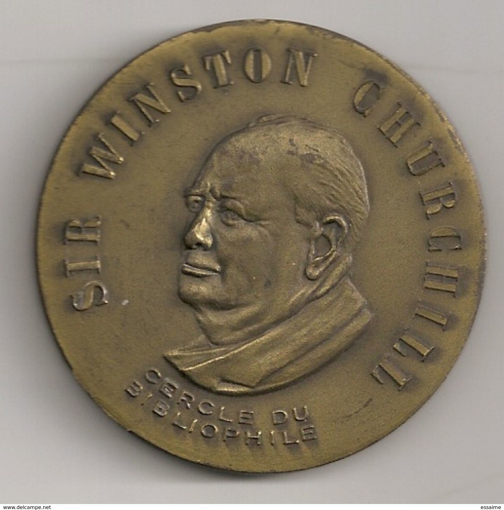 Médaille Bronze. Sir Winston Churchill. Cercle Du Bibliophile. Diamètre 55 Mm - Professionals / Firms