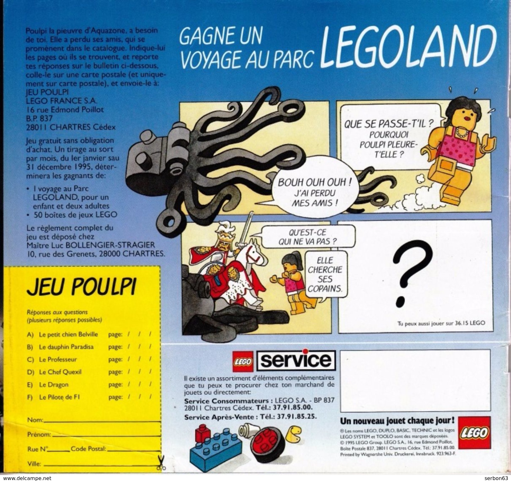 UN CATALOGUE LEGO DE 1995 56 PAGES COULEUR LEGER PLI SUR LA DE (SUR MON SITE Serbon63 DES MILLIERS D'ARTICLES EN VENTES) - Catalogues