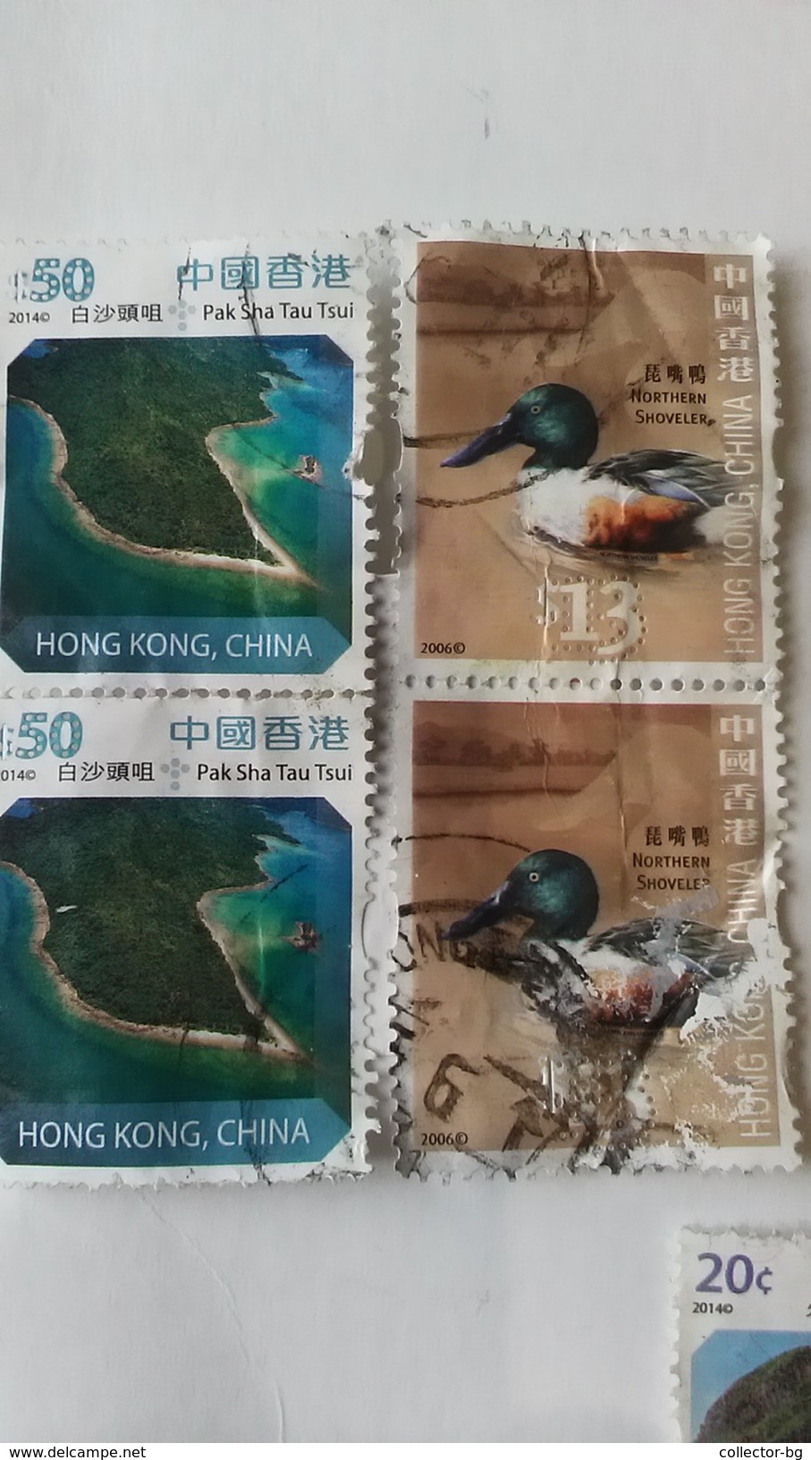 RARE PAIR 50$+13$+20C HONG KONG CHINA 2006-20014 USED TRAVEL BIG PARCEL RRR NORTH SHOVELER BASALT ISLAND STAMP TIMBRE - Used Stamps