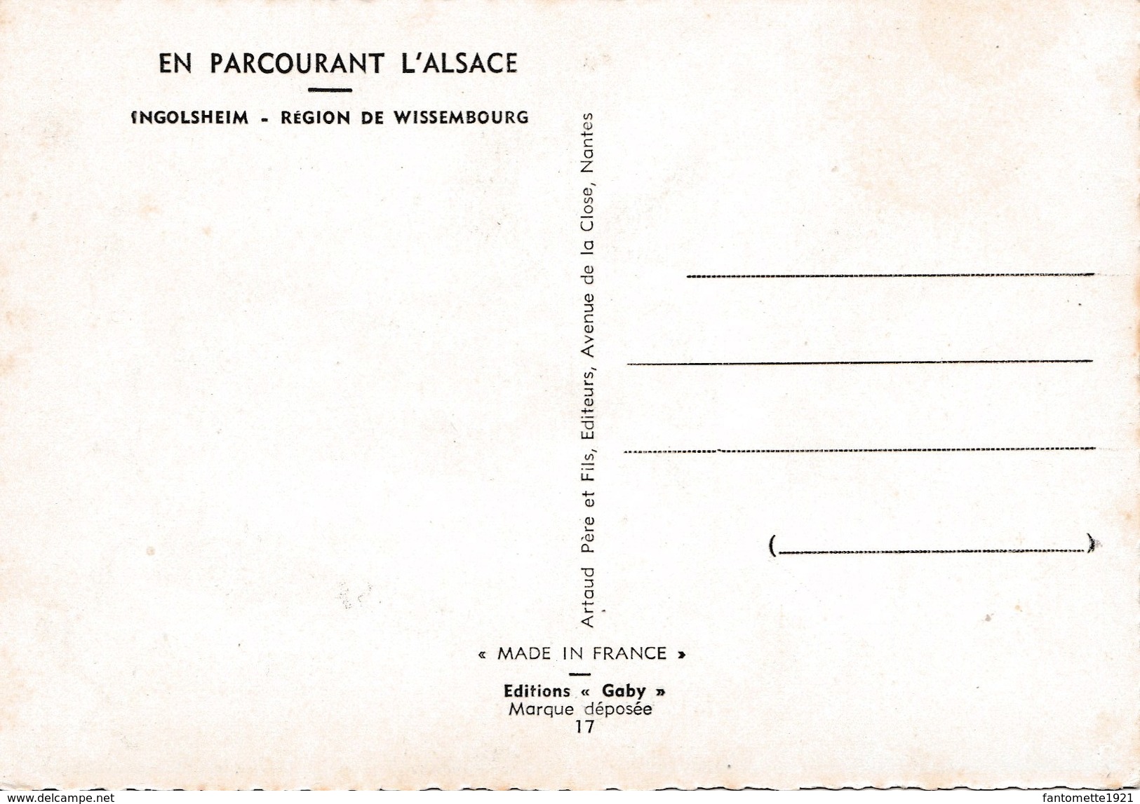 EN PARCOURANT L'ALSACE INGOLSHEIM   "EDITIONS GABY"(dil318) - Personnages